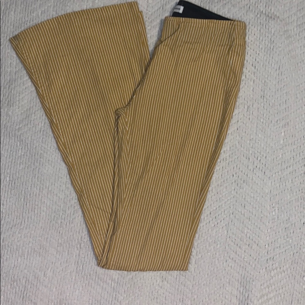 Yellow Striped Flared elastic pants